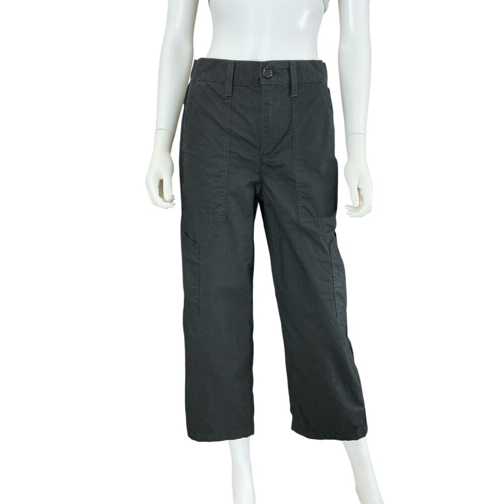 AGOLDE Ginerva Cargo Cropped Pants Size 25 Black Canvas Ankle Stretch Y2K Skater